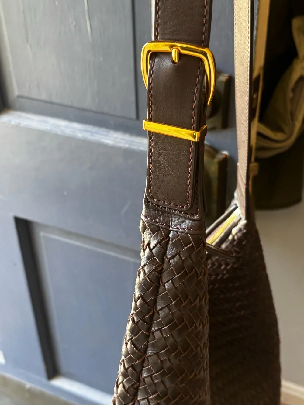 Madewell Leather woven Essentials Bag in Dark Brown